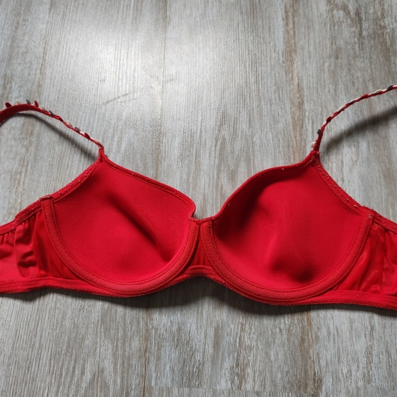 Intense By Marie Jo Red T Shirt Bra Underwire Colorful Detail Size 34B - Picture 8 of 10